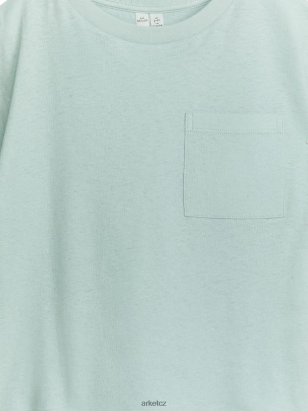 děti ARKET Tričko ze směsi lnu volného střihu oblečení mátově zelená J8R2D1461