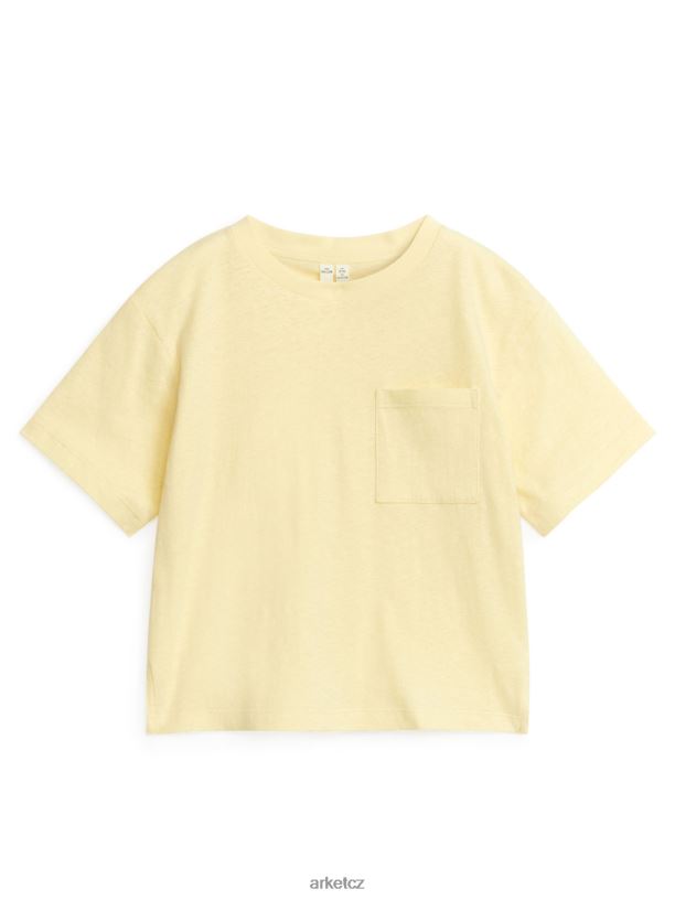 děti ARKET Tričko ze směsi lnu volného střihu oblečení prachově žlutá J8R2D1479