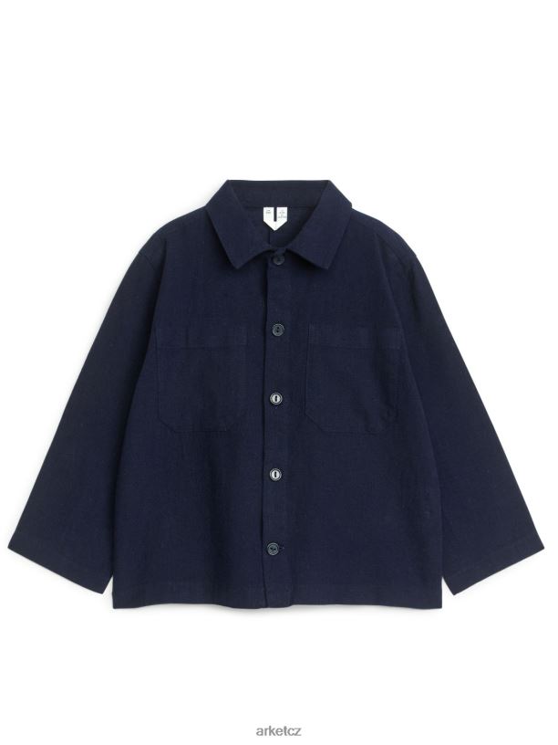 děti ARKET lněná bavlněná košile oblečení tmavě modrá J8R2D1478