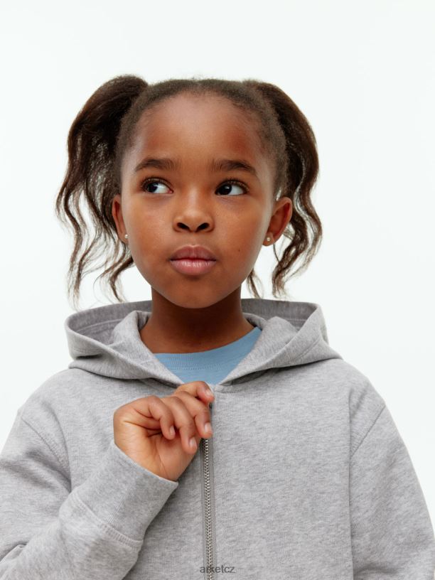 děti ARKET mikina na zip oblečení světle šedá J8R2D1494