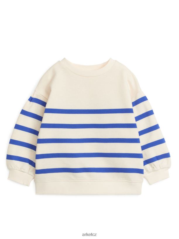 děti ARKET mikina s nabíraným rukávem oblečení krémová/modrá J8R2D1476