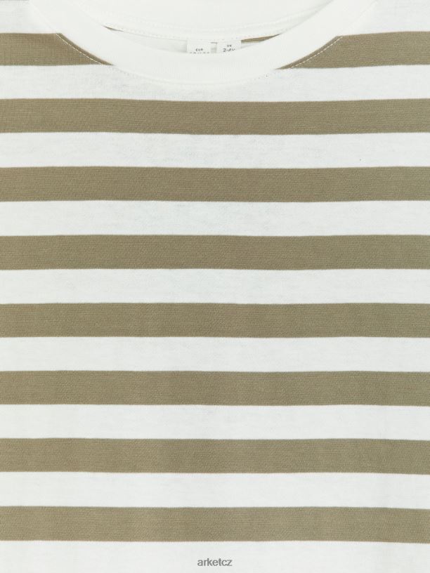 děti ARKET oversized tričko s dlouhým rukávem oblečení khaki zelená/bílá J8R2D1442
