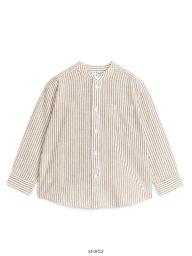 děti ARKET plátěná košile henley oblečení béžová/bílá J8R2D1473