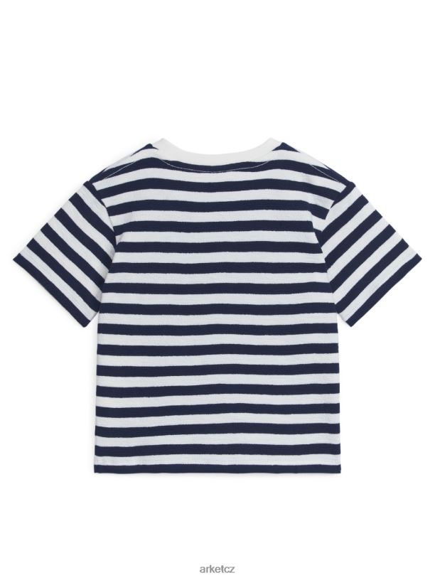 děti ARKET texturované tričko oblečení modré/pruhy J8R2D1460