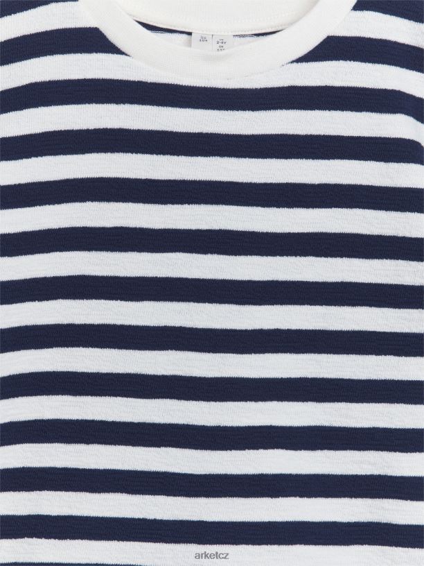 děti ARKET texturované tričko oblečení modré/pruhy J8R2D1460