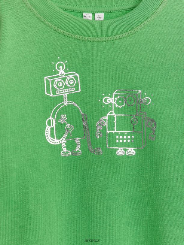 děti ARKET uvolněná mikina oblečení zelená/roboty J8R2D1487