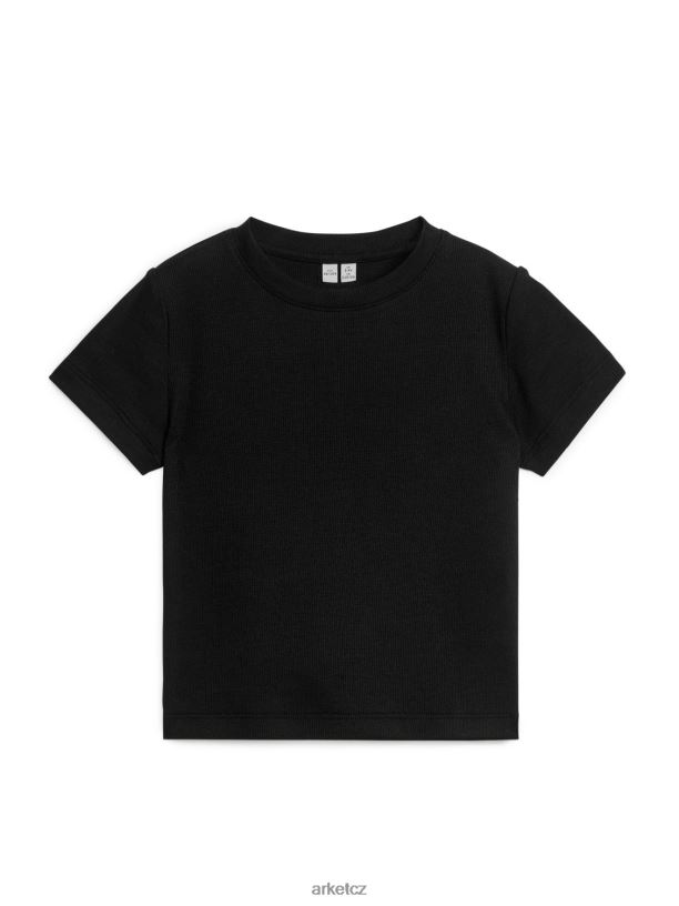 děti ARKET vypasované žebrované tričko oblečení špinavě černé J8R2D1486