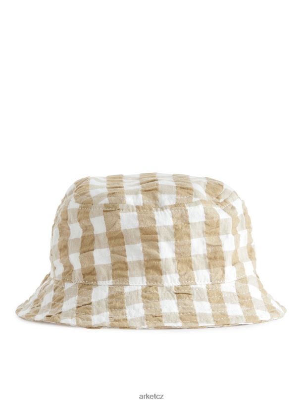 děti ARKET kýblový klobouk seersucker Příslušenství béžová/bílá J8R2D1691