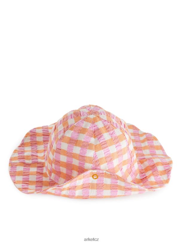 děti ARKET seersucker klobouk proti slunci Příslušenství oranžová/kontrola J8R2D1636