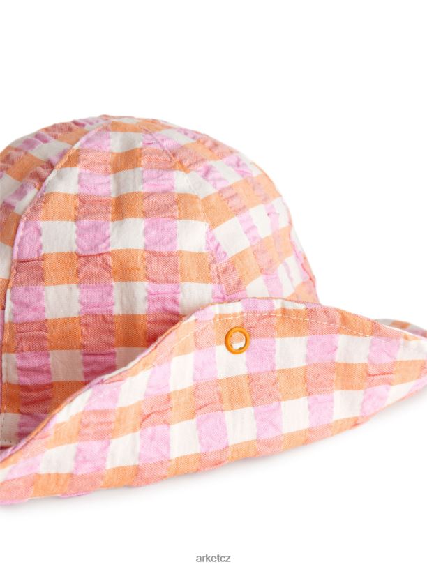 děti ARKET seersucker klobouk proti slunci Příslušenství oranžová/kontrola J8R2D1636
