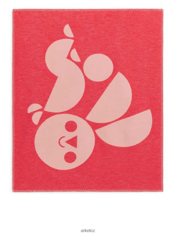 unisex ARKET bavlněná deka z umělecké edice domácí potřeby červená bílá J8R2D1727