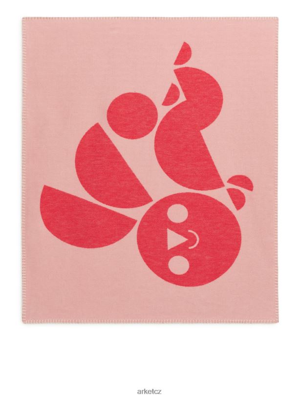 unisex ARKET bavlněná deka z umělecké edice domácí potřeby červená bílá J8R2D1727