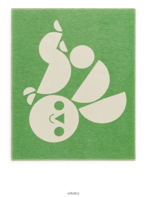 unisex ARKET bavlněná deka z umělecké edice domácí potřeby zelená/bílá J8R2D1745