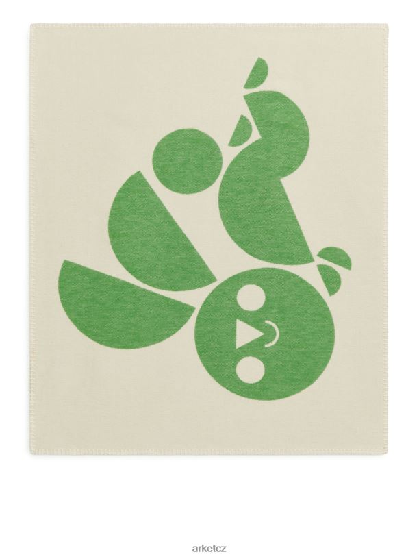 unisex ARKET bavlněná deka z umělecké edice domácí potřeby zelená/bílá J8R2D1745