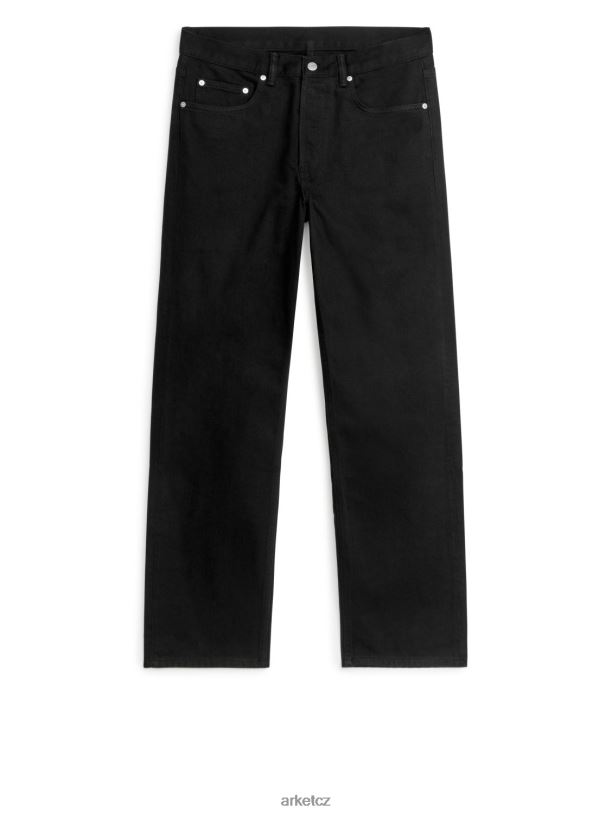 muži ARKET oceán volné rovné džíny oblečení Černá J8R2D1109