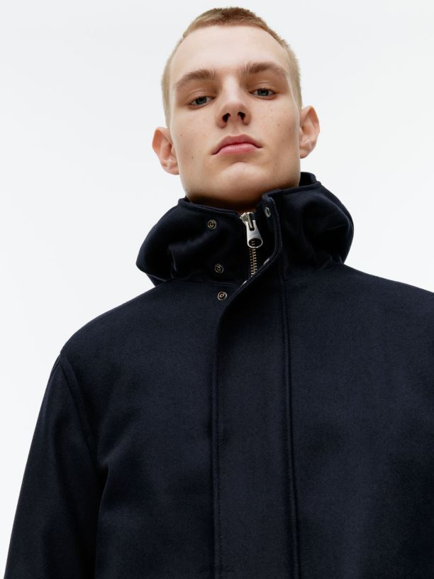 muži ARKET vlněná parka oblečení tmavě modrá J8R2D1162