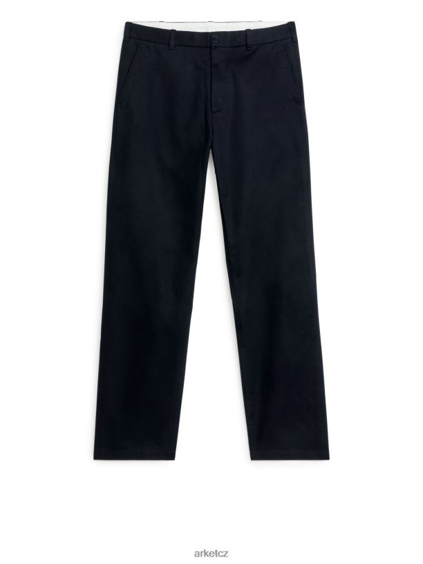 muži ARKET běžné bavlněné kalhoty chinos oblečení tmavě modrá J8R2D1081