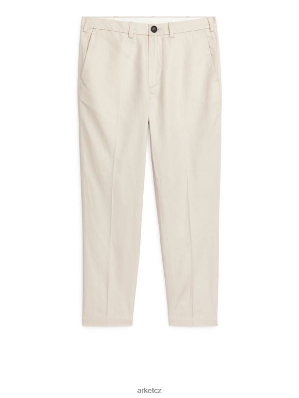 muži ARKET běžné zkrácené kalhoty z bavlněného plátna oblečení špinavě bílá J8R2D1060