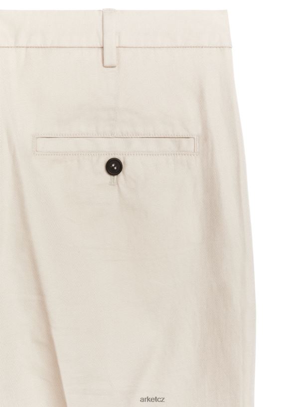 muži ARKET běžné zkrácené kalhoty z bavlněného plátna oblečení špinavě bílá J8R2D1060