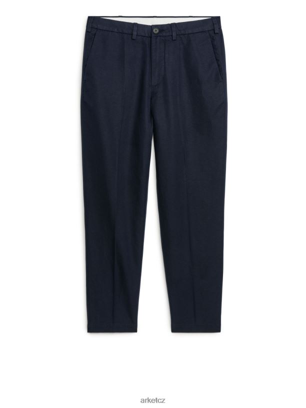 muži ARKET běžné zkrácené kalhoty z bavlněného plátna oblečení tmavě modrá J8R2D1061