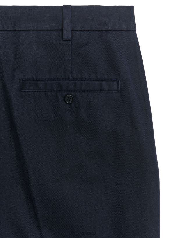 muži ARKET běžné zkrácené kalhoty z bavlněného plátna oblečení tmavě modrá J8R2D1061