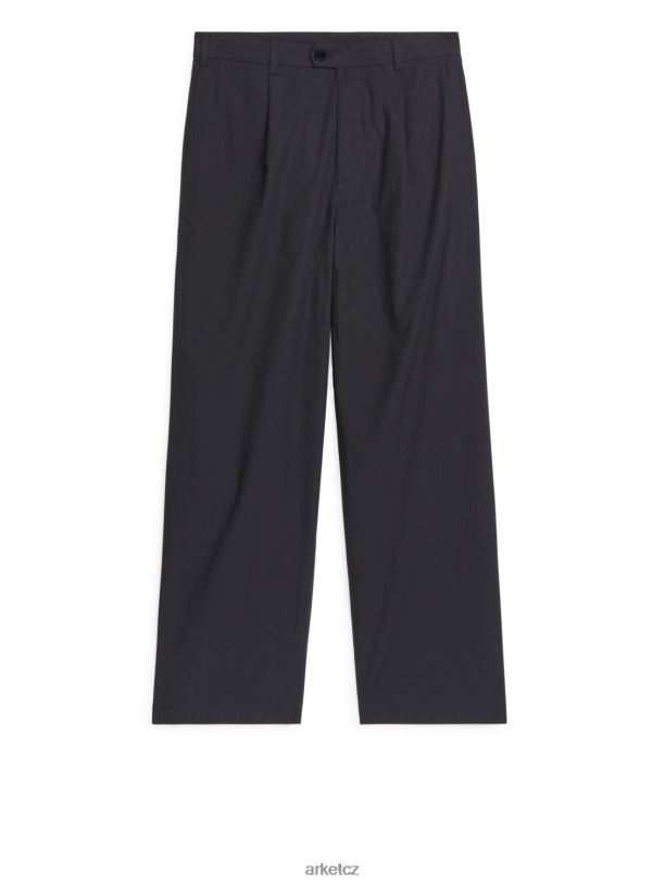 muži ARKET bavlněné kalhoty volného střihu oblečení Černá J8R2D1078