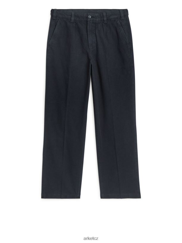 muži ARKET bavlněné plátěné užitkové kalhoty oblečení tmavě modrá J8R2D1065