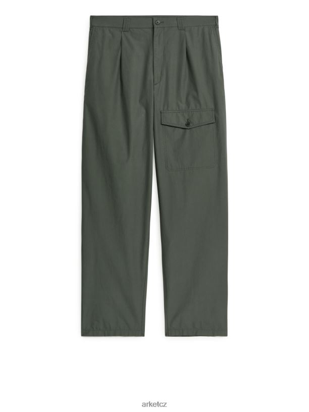muži ARKET široké užitkové kalhoty oblečení khaki zelená J8R2D1063