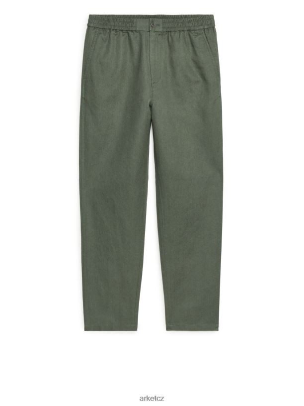 muži ARKET plátěné kalhoty se stahovací šňůrkou oblečení khaki zelená J8R2D1052