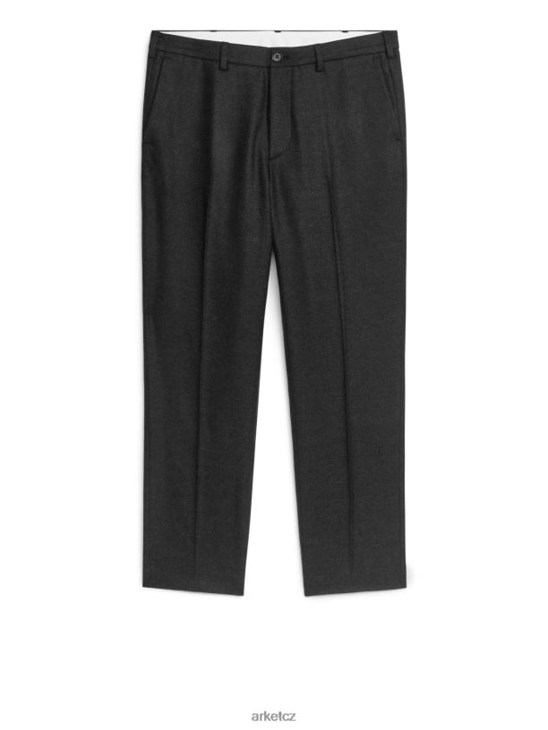 muži ARKET zkrácené zúžené vlněné kalhoty oblečení šedá melanž J8R2D1083