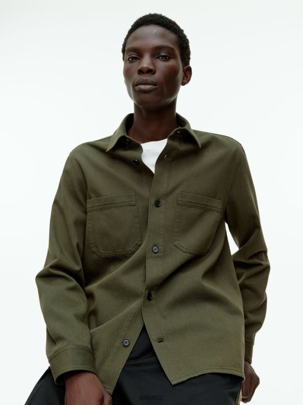 muži ARKET bavlněná keprová košile oblečení zelená J8R2D968