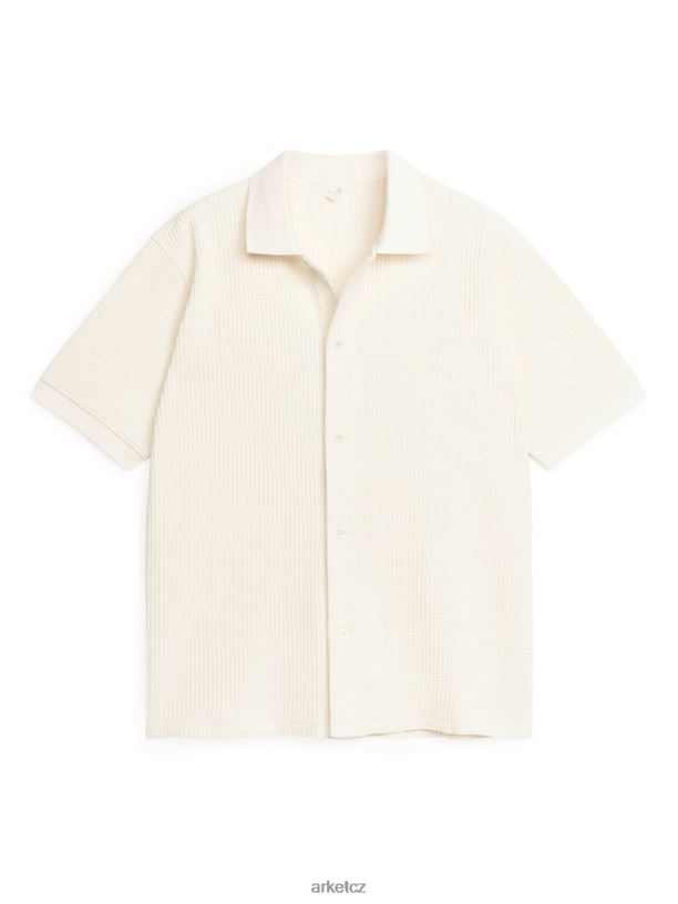 muži ARKET bavlněná košile z vaflového úpletu oblečení špinavě bílá J8R2D928