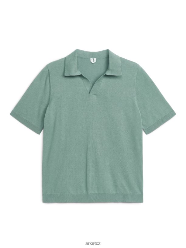 muži ARKET bavlněné lněné polo tričko oblečení zelená J8R2D1024