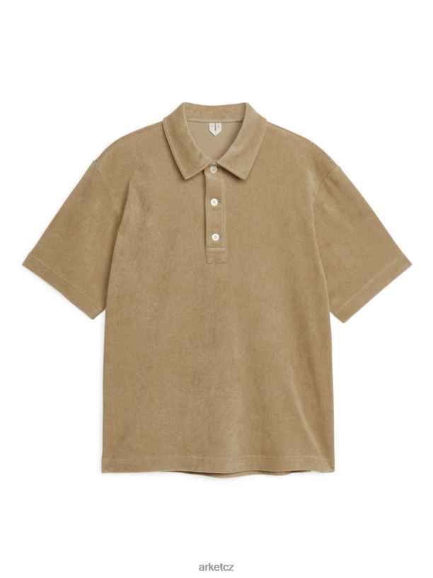 muži ARKET bavlněné ručníkové polo tričko oblečení béžový J8R2D1018