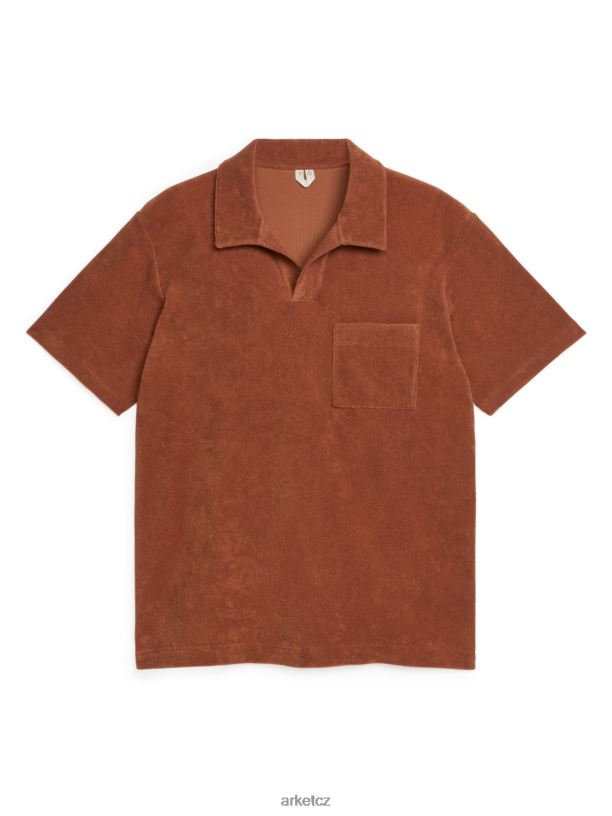 muži ARKET bavlněné ručníkové polo tričko oblečení terakota J8R2D982