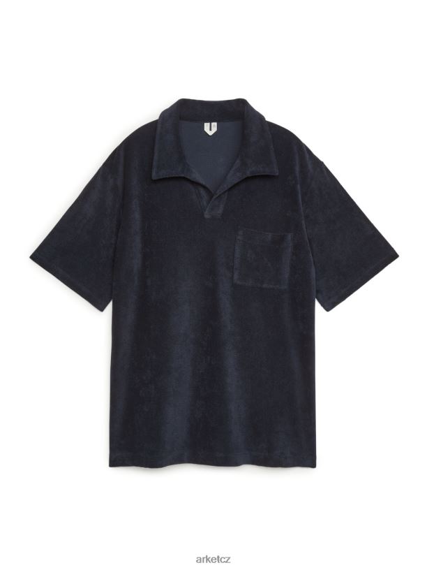 muži ARKET bavlněné ručníkové polo tričko oblečení tmavě modrá J8R2D981