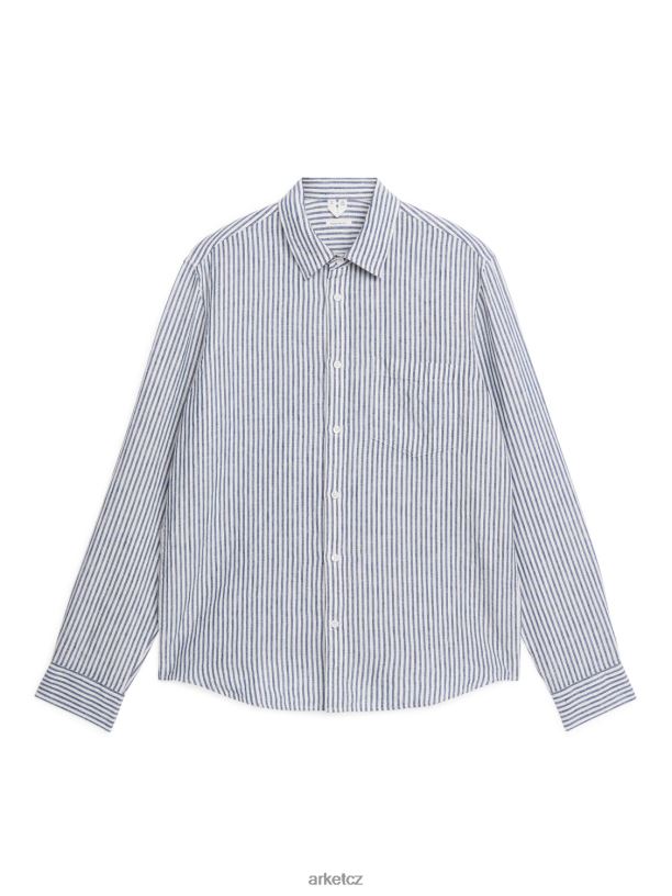 muži ARKET lněná košile běžného střihu oblečení Modrá bílá J8R2D940