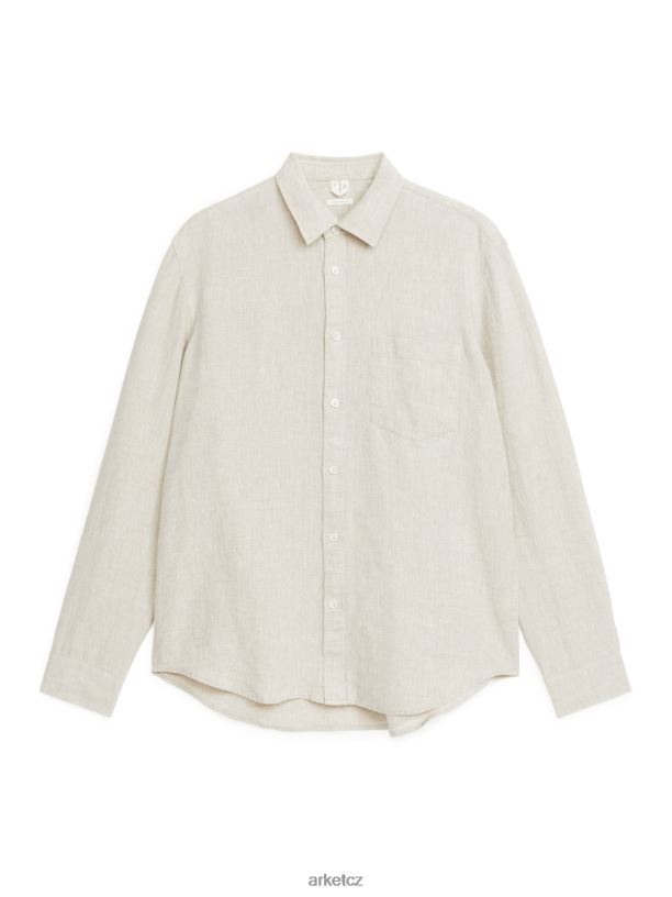 muži ARKET lněná košile běžného střihu oblečení béžový J8R2D946