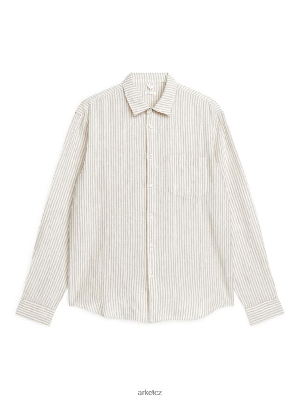 muži ARKET lněná košile běžného střihu oblečení béžová/bílá J8R2D941