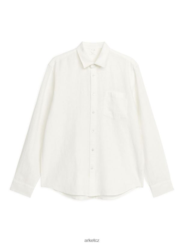 muži ARKET lněná košile běžného střihu oblečení špinavě bílá J8R2D945