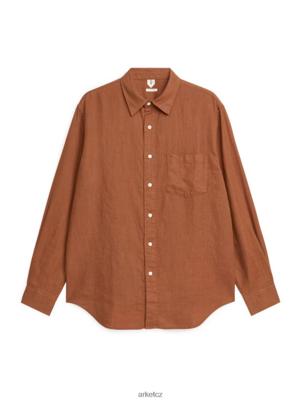 muži ARKET lněná košile uvolněného střihu oblečení hnědý J8R2D943