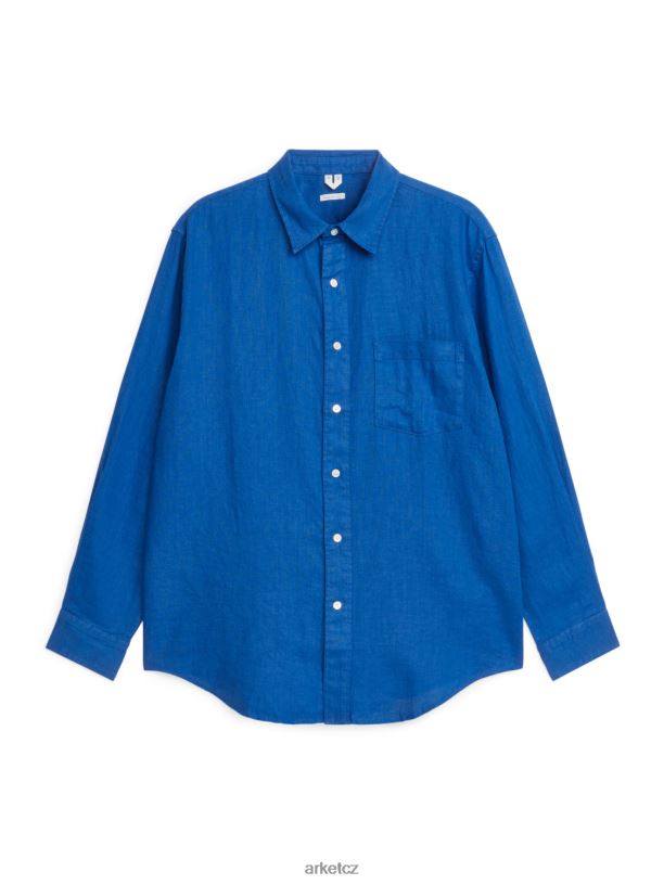 muži ARKET lněná košile uvolněného střihu oblečení modrý J8R2D939