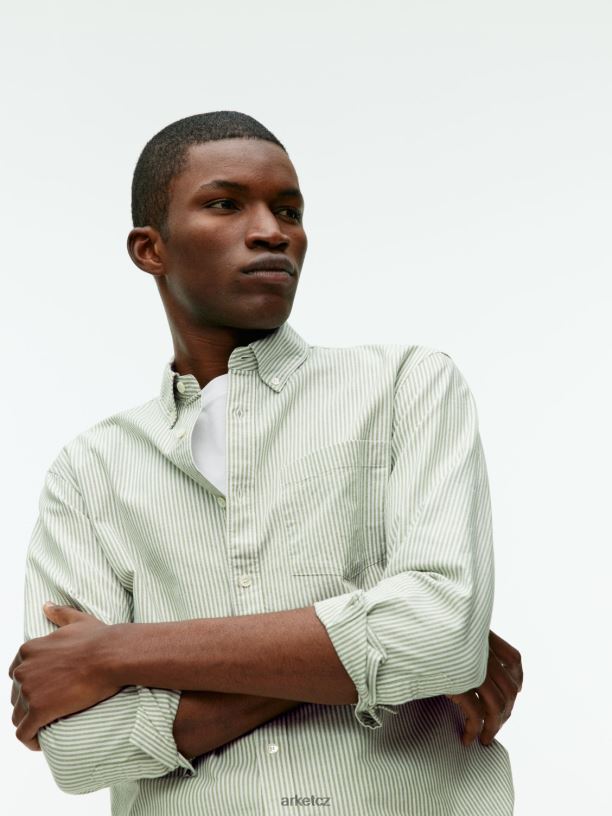 muži ARKET oxfordská košile oblečení zelená/pruhovaná J8R2D972