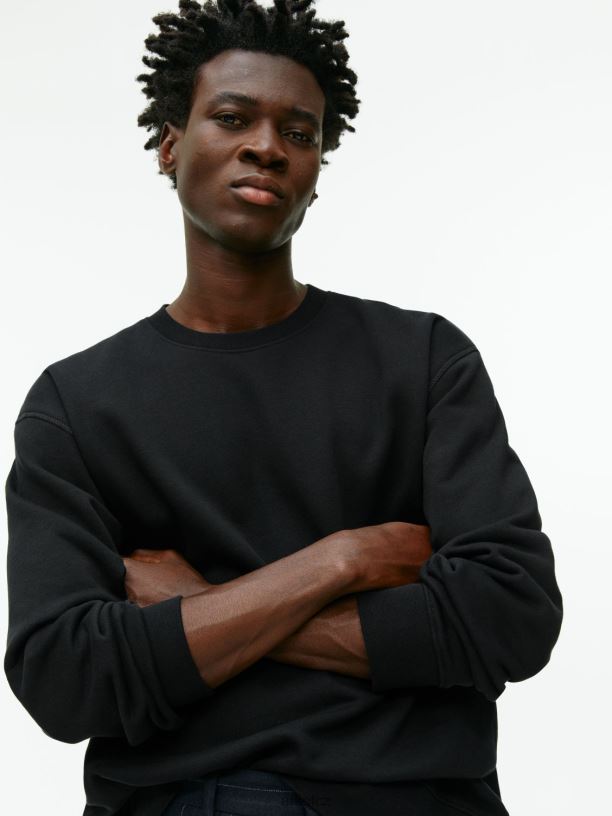 muži ARKET uvolněná froté mikina oblečení Černá J8R2D919