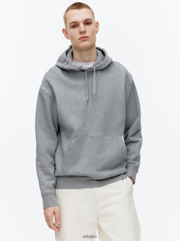 muži ARKET uvolněná froté mikina s kapucí oblečení šedá melanž J8R2D921