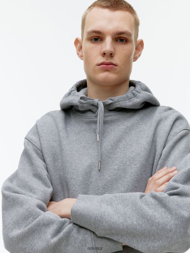 muži ARKET uvolněná froté mikina s kapucí oblečení šedá melanž J8R2D921