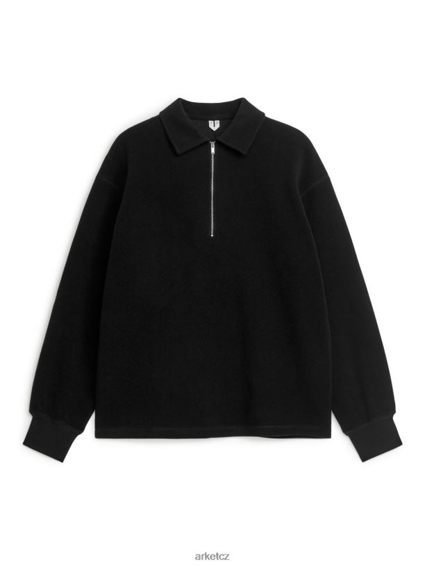 muži ARKET vlněný svetr s polovičním zipem oblečení Černá J8R2D915