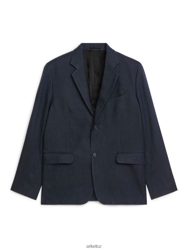 muži ARKET moderní konopno-bavlněný blazer oblečení tmavě modrá J8R2D1147