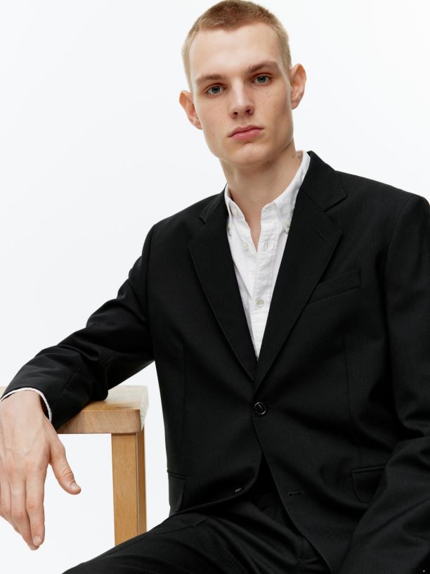 muži ARKET moderní sako hopsack oblečení Černá J8R2D1151