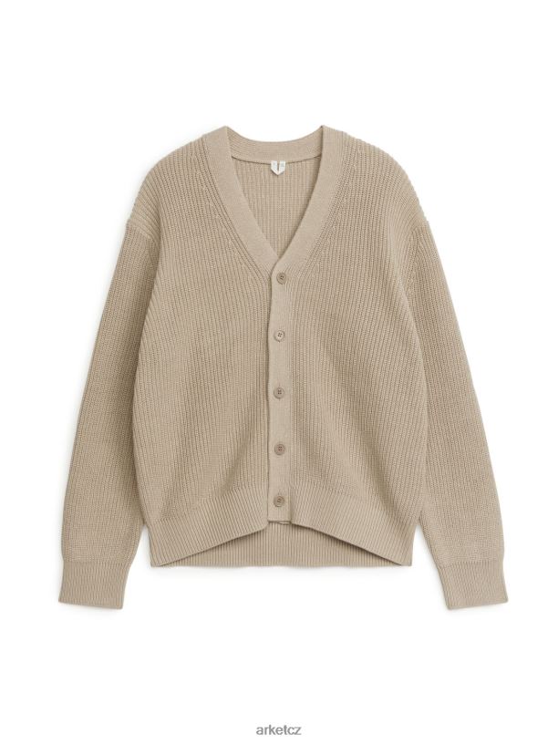 muži ARKET bavlněno-lněný pletený kardigan oblečení béžový J8R2D1173